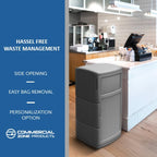 Commercial Zone PolyTec™ Side Entry Trash Container, Square, Dual Flipper, Dome Top