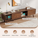 70" Mid Century Modern TV Stand for Tvs up to 80", Entertainment Center with Storage, Sideboard Media Console for Living Room with 2 Sliding Door/Adjustable Shelves, Walnut