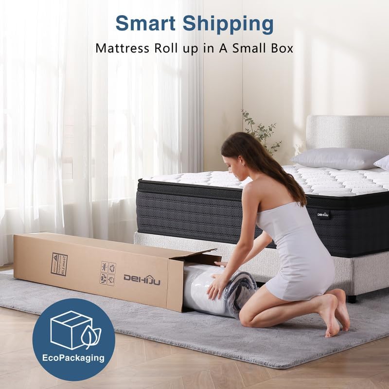 King Size Mattress, 12 Inch Hybrid Memory Foam King Mattress in a Box, Individual Pocket Spring, Medium, CertiPUR-US