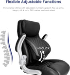 Nouhaus Ergonomic Office Chair Premium Microfiber Leather Adjustable Lumbar Support & Armrests, High Back Comfy Desk Gaming Chairs Executive Computer Swivel Chair Tilt Function(Posture,Black)