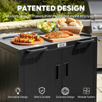 Outdoor Grill Cart with Storage Cabinet and Stainless Steel Top  35-Inch Outdoor Grill Station with Door  Modular Kitchen Island for Food Prep and BBQ  Black & Silver