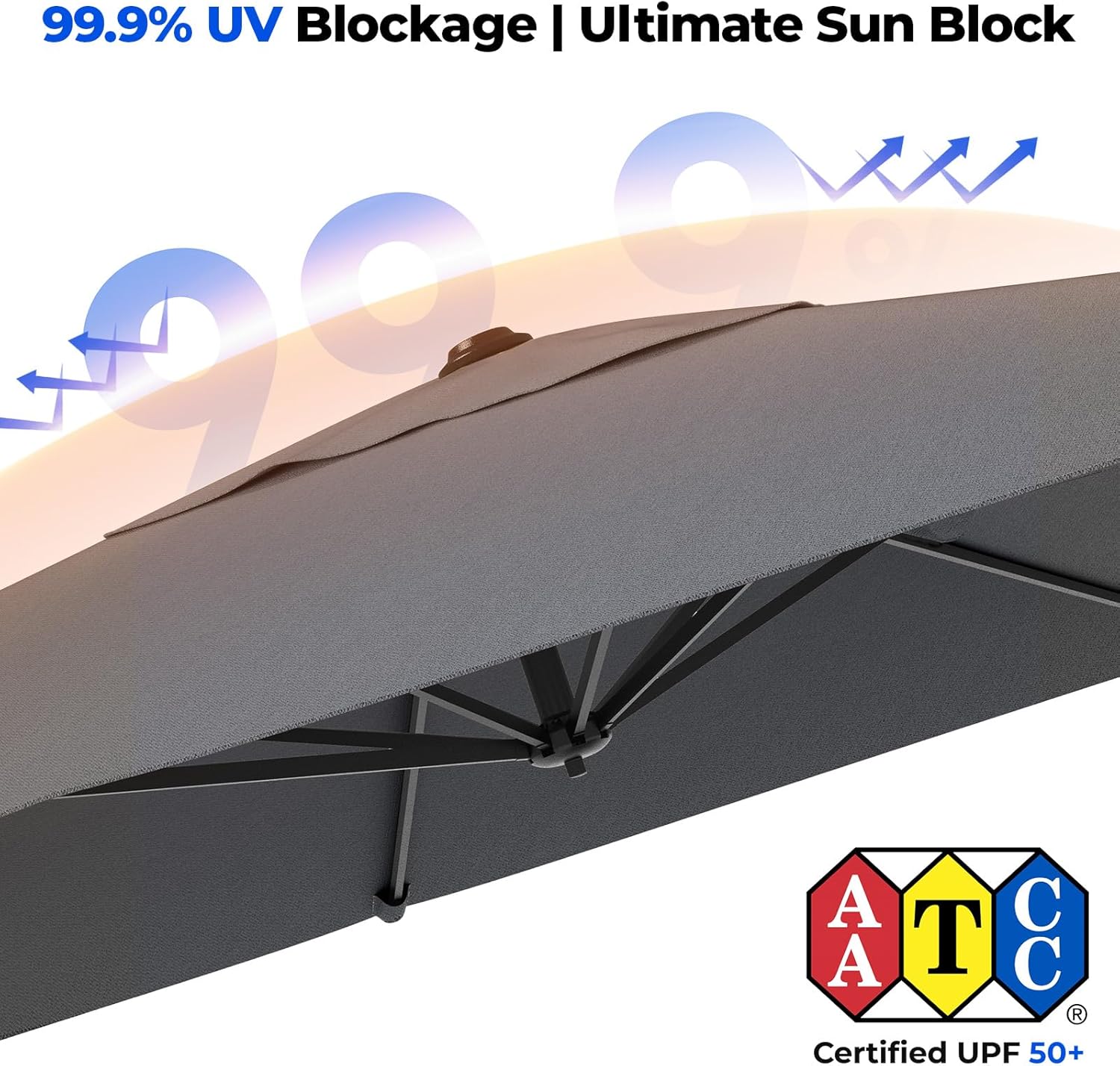 HOMSHADE 9x12FT Cantilever Patio Umbrella Outdoor with Base- Large Offset Heavy-Duty Aluminum Umbrella with 360° Rotation  6 Tilts  Windproof  3-Year Fade Resistance for Pool Deck  Rectangular  Grey