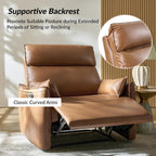 HULALA HOME Faux Leather Oversized Recliner Chair, Manual Pushback Recliner with Extra Wide Seat and Thick Padded Backrest for Living Room, Camel