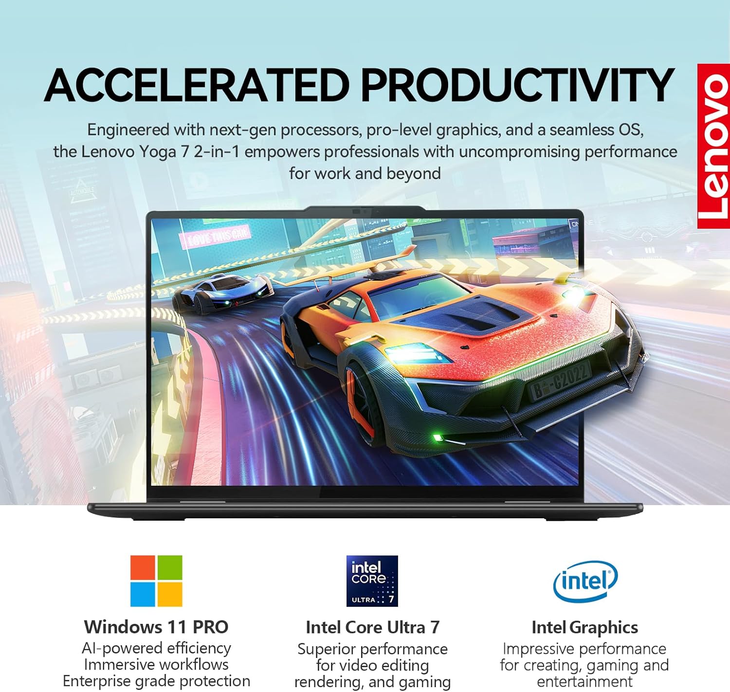 Lenovo Yoga 7i 2 in 1 Laptop Touchscreen  16" FHD+ 360 Foldable Touch Screen Convertible  Intel Core Ultra 7  Windows 11 Pro Laptop PC  16GB DDR5 RAM 1TB SSD  Backlit 10-Key  Fingerprint