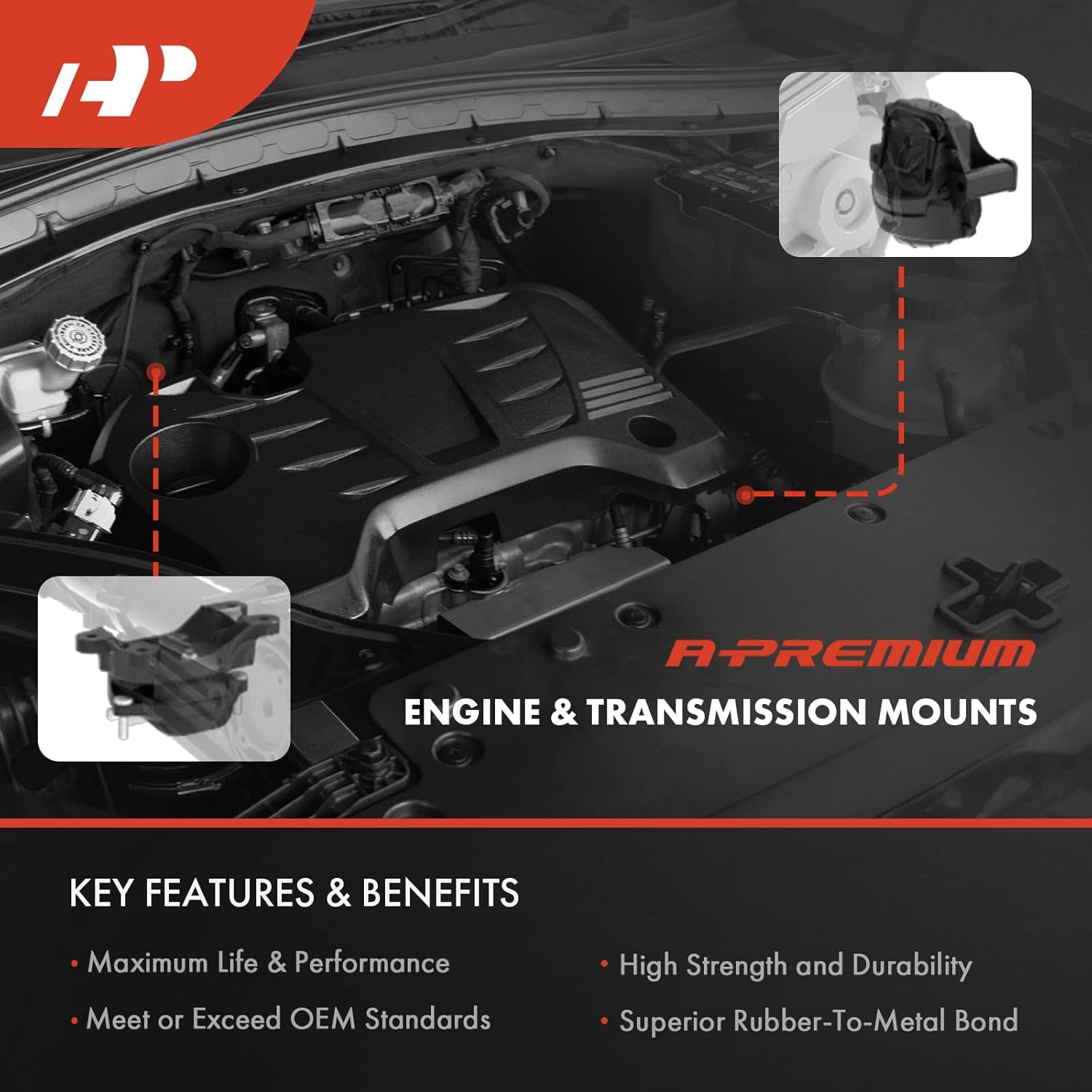 A-Premium 4PCS Engine Motor Mount and Transmission Mount Set Compatible with Chevrolet Malibu 2004-2007 & Pontiac G6 2005-2007 & Saturn Aura 2007-2008  V6 3.5L  Automatic Transmission