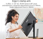 ASUS ZenScreen 24” (23.8” viewable) 1080P Portable USB-C Monitor (MB249C) - FHD  IPS  Eye Care  Speakers  Multi-Stand Design  Kickstand  C-clamp Arm  Partition Hook  Carrying Handle  WFH Monitor