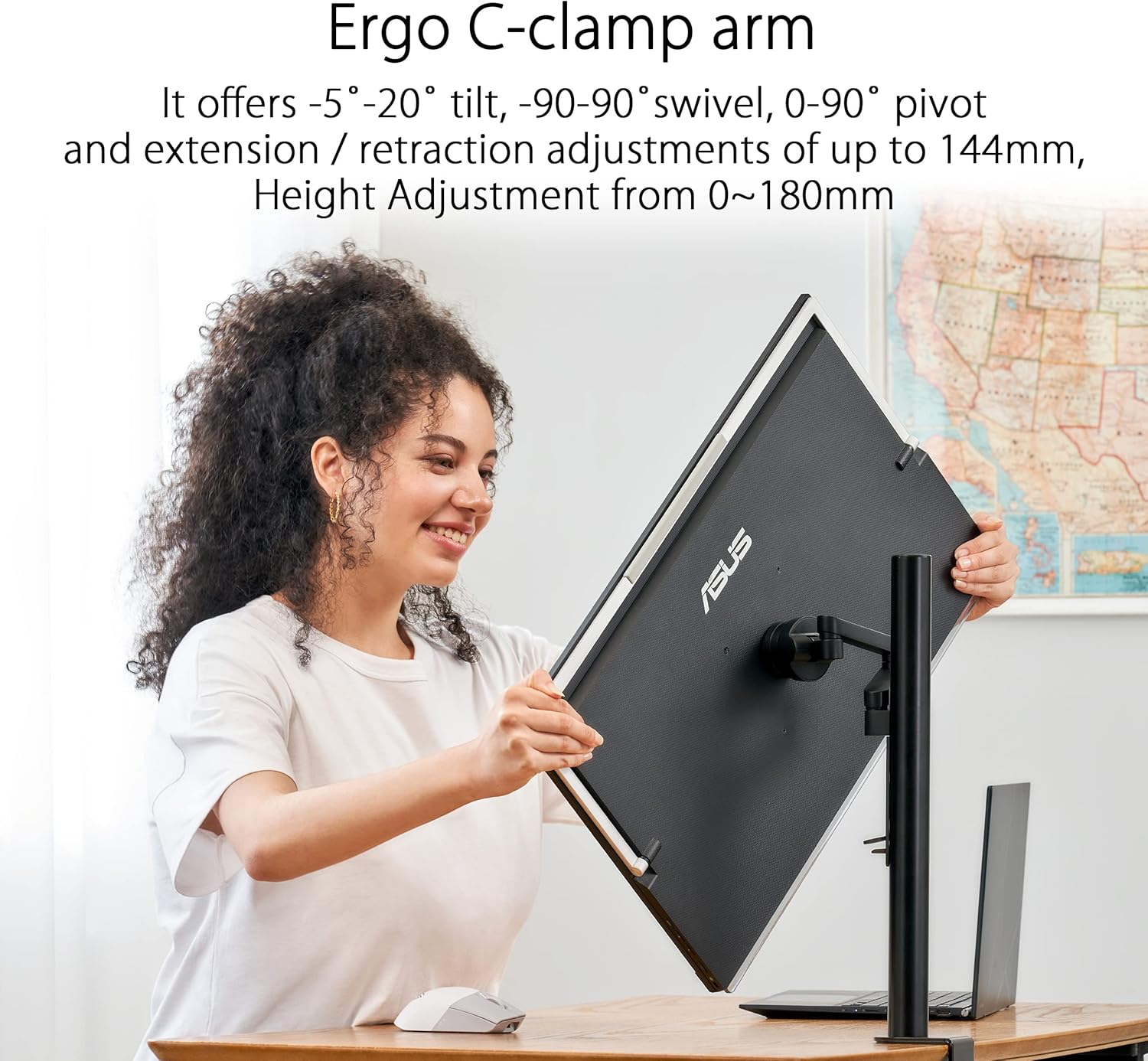 ASUS ZenScreen 24” (23.8” viewable) 1080P Portable USB-C Monitor (MB249C) - FHD  IPS  Eye Care  Speakers  Multi-Stand Design  Kickstand  C-clamp Arm  Partition Hook  Carrying Handle  WFH Monitor