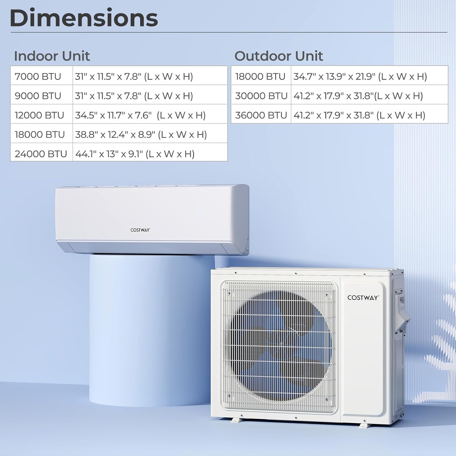 COSTWAY 18k Dual 2 Zone Mini Split Air Conditioner, 22 SEER2 7000 BTU+ 7000 BTU, 208-230V, Wifi Enabled Multi Zones Mini Split AC Heat Pump Full Set, Ductless Energy Star