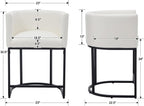 Modern Counter Height PU Leather Upholstered Bar Stools Set of 3, 24" Kitchen Counter Island Stools Bar Chairs with Black Metal Frame, White
