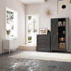Metal Pantry Cabinet, 61”H Kitchen Pantry Storage Cabinets with 2 Doors & 3 Adjustable Shelves, Black Kitchen Pantries Cabinet, Tall Cabinet with 2 Gold Handles for Dining Room, Living Room