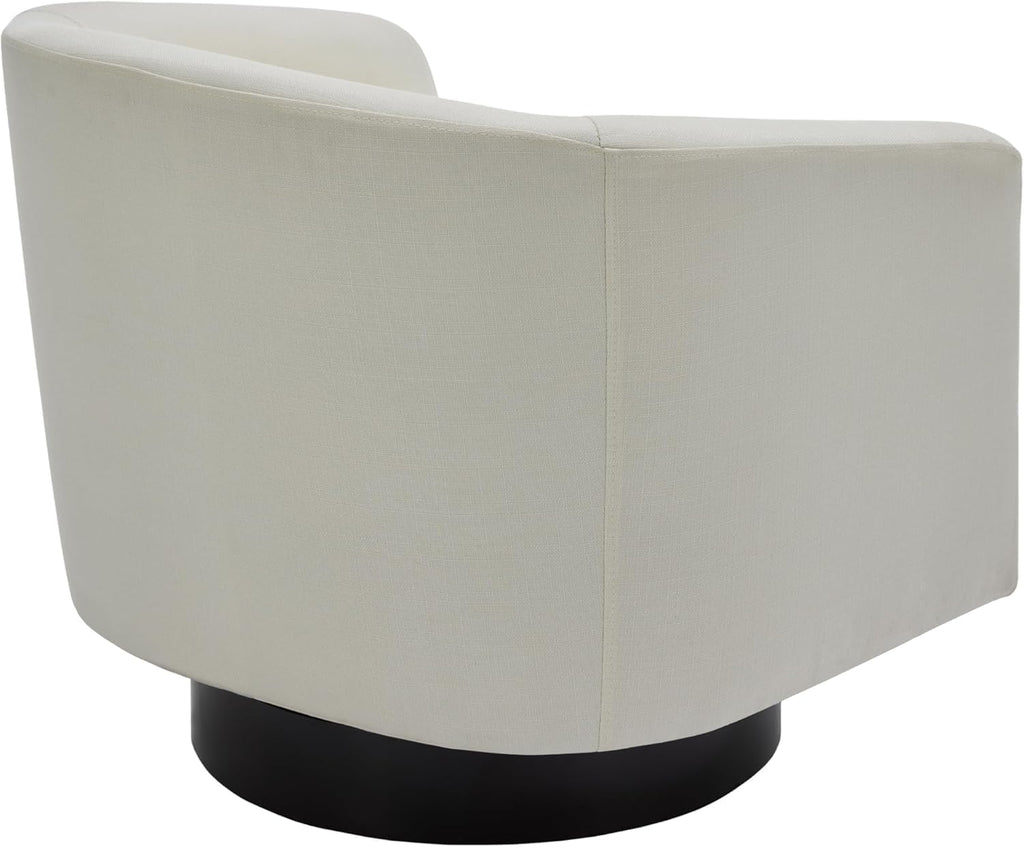 UIXE Swivel Barrel Accent Chairs Set of 2, Fabric Upholstered Armchair Modern Round Club Arm Chair for Living Room, Comfy Single Sofa Seating Bedroom Side Reading Seat - Beige