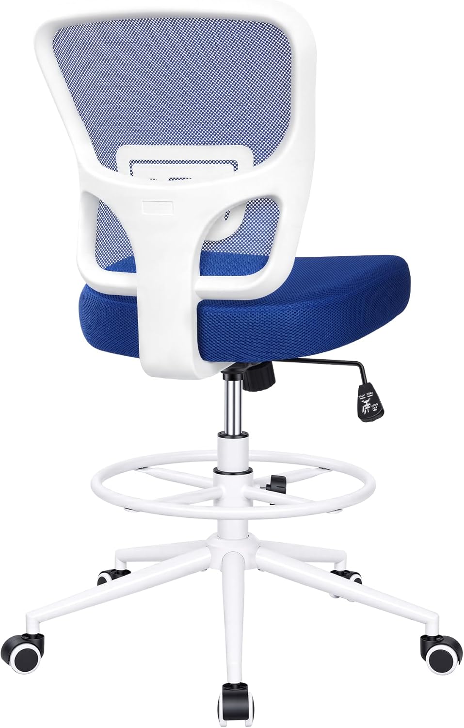 Armless Drafting Chair Tall Office Chair for Standing Desk - Adjustable Height Mesh Ergonomic Stool with Foot Ring, Rolling Counter Height Computer Chair for Small Spaces & Home Office