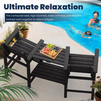 PLUUV Tall Adirondack Chairs Set of 2  All Weather HDPE Poly Bar Height Balcony Adirondack Chair with Removable Double Connecting Trays  Outdoor Adirondack Barstools for Deck  Patio  Yard  Pool  Lawn