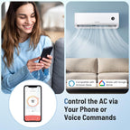 12000 BTU Mini Split Air Conditioner & Heater, 208/230V 18.1 SEER2 Wifi Enabled Energy Efficient Inverter Ductless AC & 1 Ton Heat Pump System, Works with Alexa, Cools Up to 600 Sq. Ft