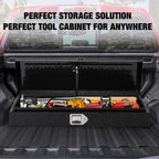 Garvee Aluminum Truck Bed Tool Box, 34.5 x 13 x 6.5 in Diamond Plate Tool Box Chest Box Pick Up Truck Bed RV Trailer Toolbox Storage with Side Handle and Lock Keys