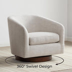CHITA Swivel Accent Chair, FSC Certified Upholstered Fabric Barrel Chair for Living Room, Ivory