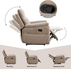 Manual Recliner Chair, Soft Fabric Recliner Chair for Adults with Overstuffed Arms and Back, Single Sofa for Living Room (Camel)