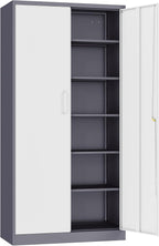 SISESOL 6 Tier Storage Cabinet with Doors and Shelves,71" Tall Metal Storage Cabinet with Lock Door Adjustable Shelf, Steel Lockers for Office, Home,School,Kitchen,Garage Tool Utility Cabinet