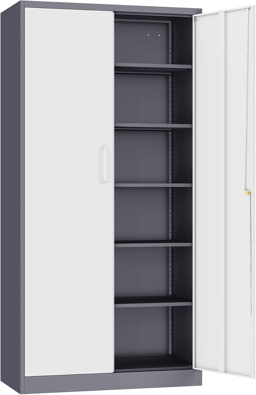 SISESOL 6 Tier Storage Cabinet with Doors and Shelves,71" Tall Metal Storage Cabinet with Lock Door Adjustable Shelf, Steel Lockers for Office, Home,School,Kitchen,Garage Tool Utility Cabinet