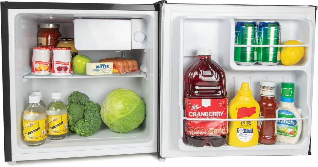 Igloo 1.6 Cu.Ft Mini Fridge with Freezer - Single Door Compact Refrigerator with Glass Shelves for Homes, Dorms & Offices - Keep Drinks & Frozen Foods Cool with Temperature Control Fridge - Platinum