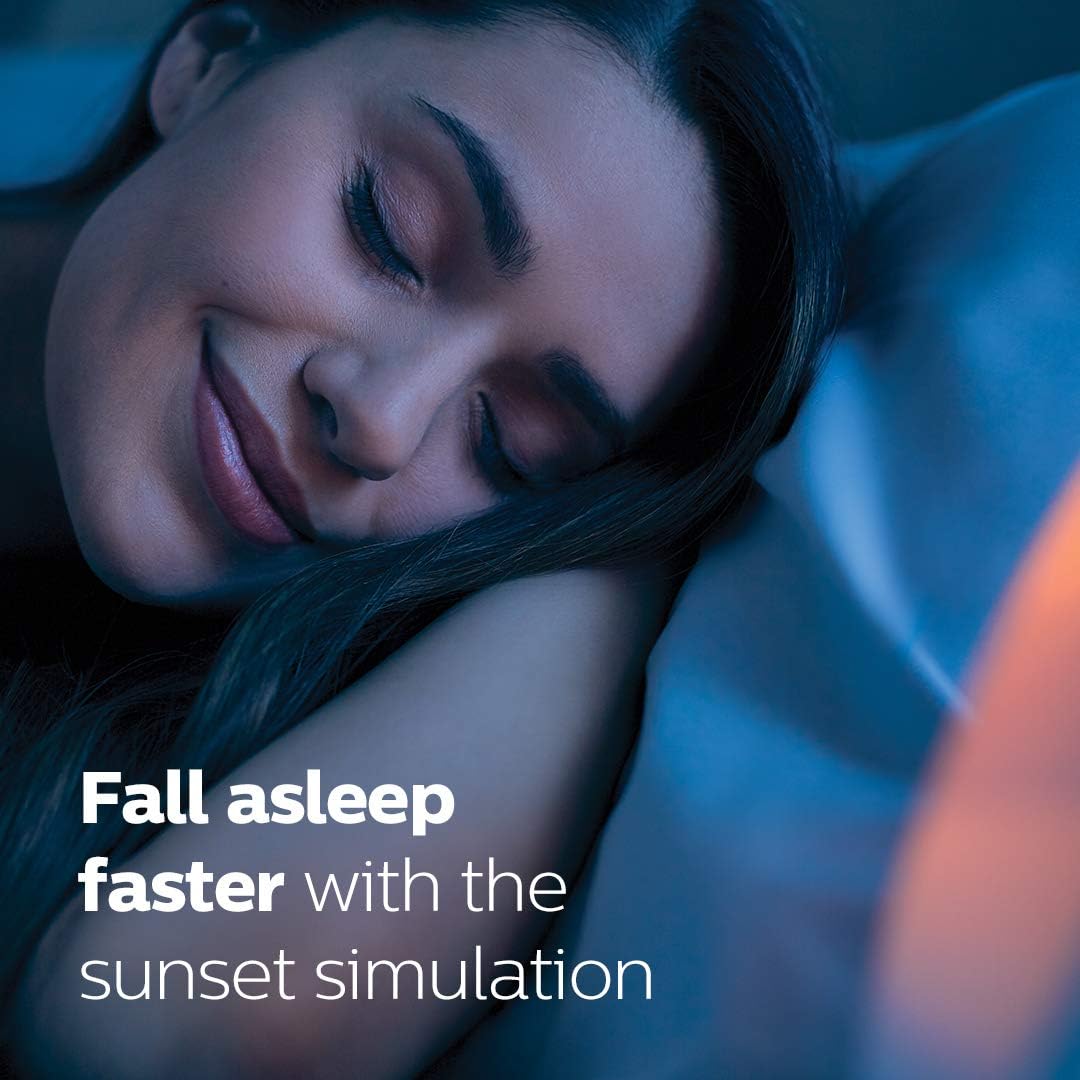 Philips SmartSleep Wake-up Light  Colored Sunrise and Sunset Simulation  5 Natural Sounds  FM Radio & Reading Lamp  Tap Snooze  HF3520/60