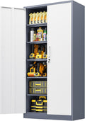 Metal File Cabinet,Locking Storage Cabinet with 2 Doors and 5 Adjustbale Shelves,Steel Tool Cabinet for Garage,Basement,Home Office