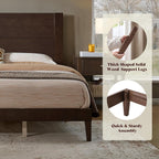 AMERLIFE King Sizes Solid Wood Bed Frame with 48" Headboard, Mid Century Modern Platform Bed with Silent Wood Slat System, No Box Spring Needed, Under-Bed Storage, Walnut