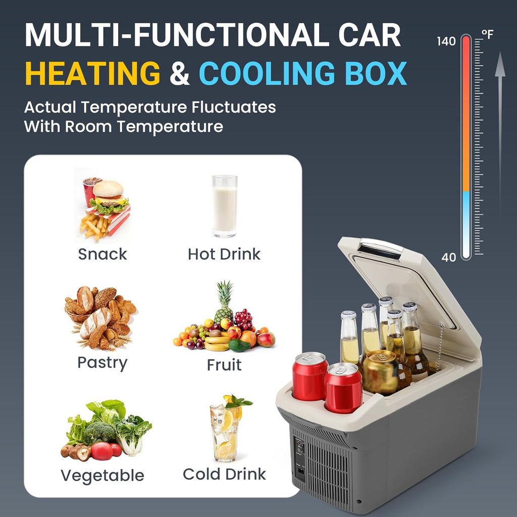 ICEROVER 12V Car Refrigerator Cooler/Warmer 6 Quart (6L), 12 Volt DC &110V AC, Electric Car Fridge Portable Compact Camping Cooler Thermoelectric 12V Small Fridge for Car,RV,Camping (Grey)