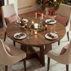 GRUSIGN Round Dining Table for 4-6, 47" Kitchen Table for Dining Room, Circle Farmhouse Kitchen Table, Wood Dinner Table for Kitchen, Living Room, Apartment