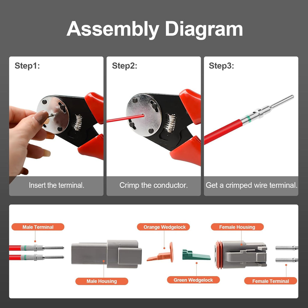 452 Pcs Grey DT Deutsch Connector Kit, 2 3 4 6 8 12 Pin, Waterproof, DT Connector Removal Tool, Contacts Extraction Tools, Automotive Repair Accessory Kit, Seal Plugs
