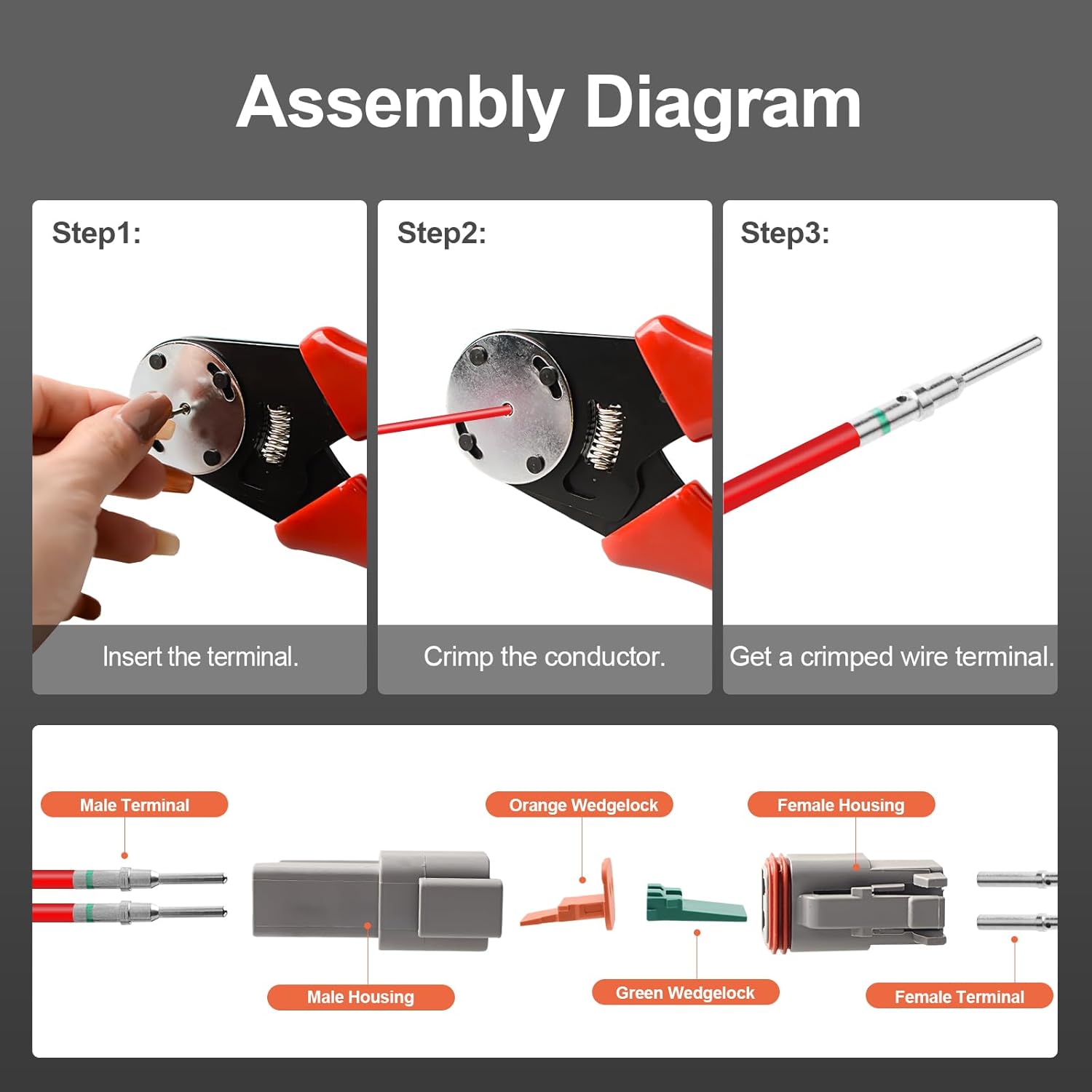 452 Pcs Grey DT Deutsch Connector Kit, 2 3 4 6 8 12 Pin, Waterproof, DT Connector Removal Tool, Contacts Extraction Tools, Automotive Repair Accessory Kit, Seal Plugs