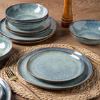 AmorArc Ceramic Dinnerware Sets,Handmade Reactive Glaze Stoneware Plates and Bowls Sets,Highly Scratch Resistant | Dishwasher & Microwave Safe Dishes Set,Service for 8 (24pc)