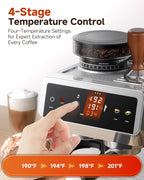 AMZCHEF Espresso Machine with Grinder: 20 Bar Semi Automatic Coffee Machine with 44 Grind Settings, 4-Temperature for Hot & Cold Brew | 8mm Milk Frother for Latte & Cappuccino,Stainless Steel