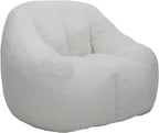MINCETA Bean Bag Chair for Adults, Comfy Bean Bag Sofa with Armrest, White BeanBag Chair with Back Support for Living Room, Bedroom