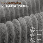VICTONE 108” Cloud Sectional Couches, Boneless Couch Modular L-Shaped Sofa with Deep Seat, Modern Comfort Upholstered Sofas for Living Room, No Assembly Required (Corduroy, Grey)