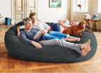 Lumaland Luxurious Giant 7ft Bean Bag Chair with Microsuede Cover - Ultra Soft, Foam Filling, Washable XXL Bean Bag Sofa for Kids, Teenagers, Adults - Sack Chair for Dorm, Family Room - Black