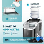 EUHOMY Ice Cube Maker Machine Countertop with External Water Tank, 2 Ways to Add Water, 34Lbs/Day, 16Pcs Ready in 7 Mins, Auto-Cleaning, with Ice Scoop & Basket, for Home/Kitchen/Office/Bar (Black)