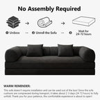 78.8" Modular Sofa Bed - 4-in-1 Convertible Design with Corduroy Fabric and High Density Sponge, Removable Cover and Fixed Frame