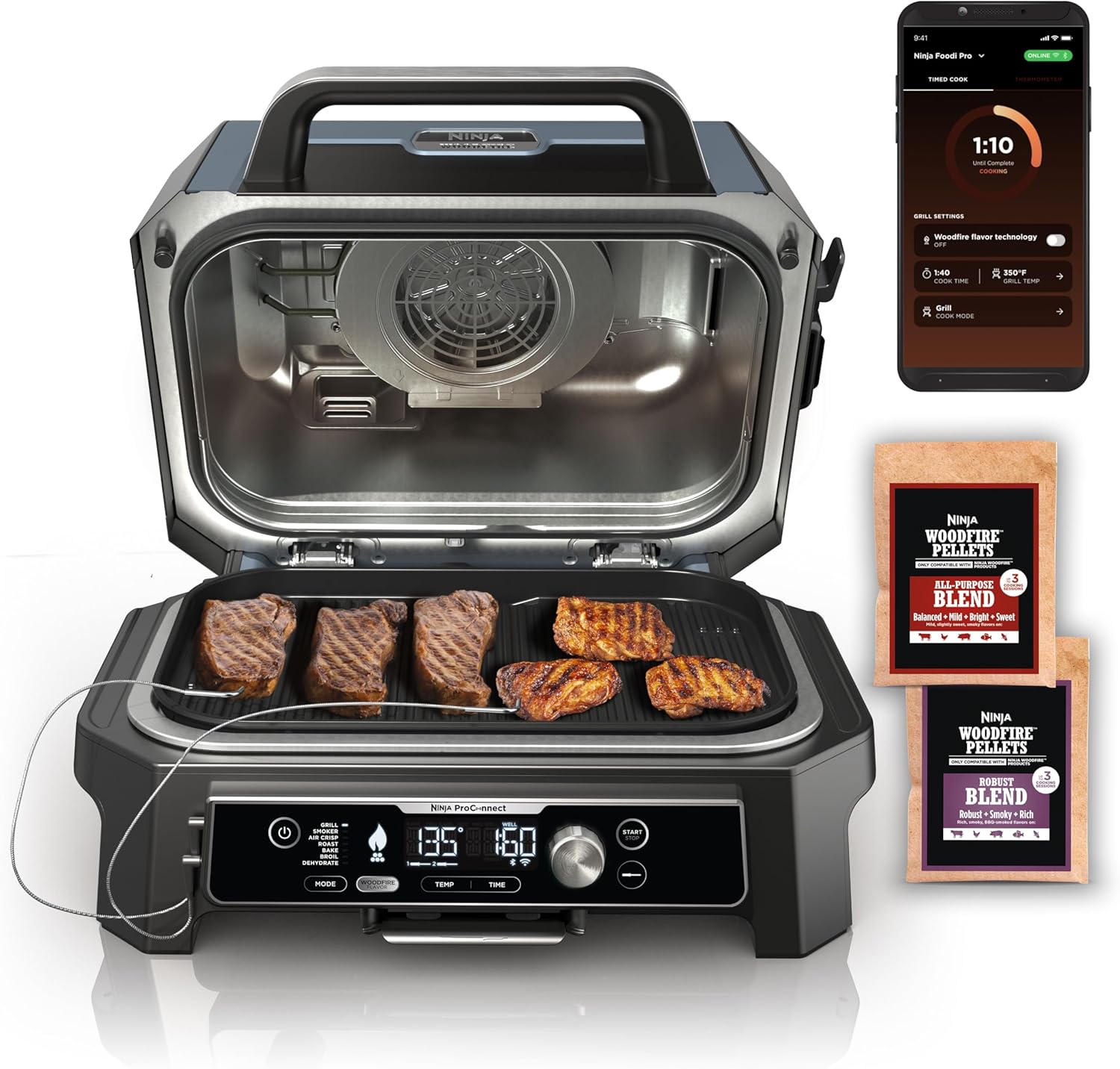 Ninja Woodfire Premium Grill Cover XL - Pro & OG951 Connect Premium XL Outdoor Grill & Smoker