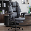 Big and Tall Office Chair 500lbs - 23.6" Extra Wide Seat Ergonomic Executive Chair, Heavy Duty Metal Base High Back Leather Office Chair with Footrest, Lumbar Support & Adjustable Arm, Black