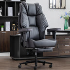 Big and Tall Office Chair 500lbs - 23.6" Extra Wide Seat Ergonomic Executive Chair, Heavy Duty Metal Base High Back Leather Office Chair with Footrest, Lumbar Support & Adjustable Arm, Black