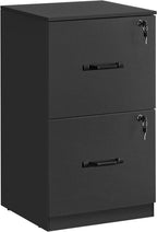 VASAGLE 2 Drawers File Cabinet with Lock, Printer Stand, Office Filing Cabinet Organizer, for A4 and Letter Size Documents, Ink Black UOFC061B16