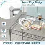 Giantex 5 Piece Dining Table Set, Kitchen Dining Set with Tempered Glass Table Top and 4 Chairs, Dinette Set for 4 for Breakfast Nook Dining Room Kitchen (Transparent)
