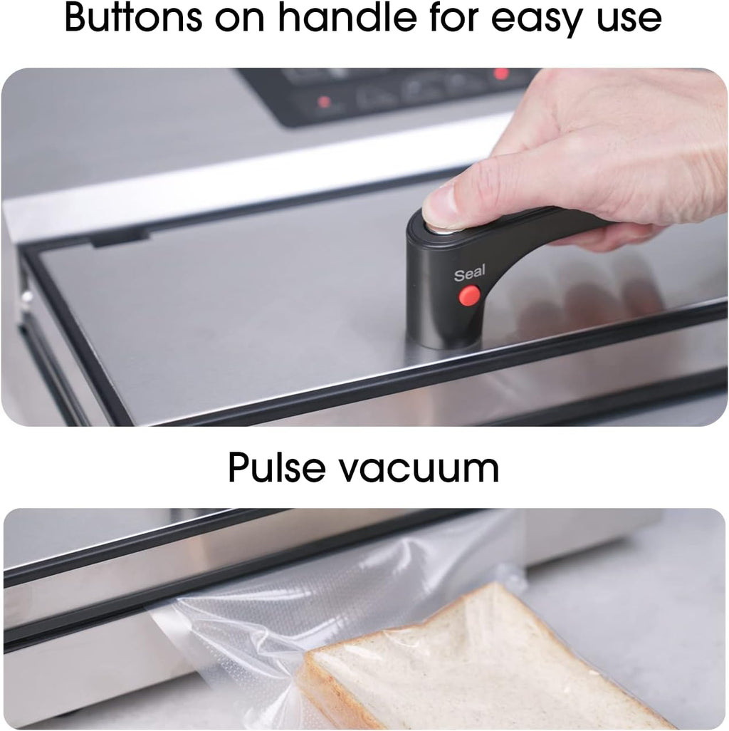 Vesta Precision Food Saver Vacuum Sealer Machine, 95kPa Commercial Grade Vacuum Sealer for Food, 12" Wide Sealing Bar & Smart Seal Design, Ideal for Sous Vide, includes Patented Cutter Box with Bags