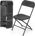 VINGLI 10 Pack Black Plastic Folding Chair, Indoor Outdoor Portable Stackable Commercial Seat with Steel Frame 350lb. Capacity for Events Office Wedding Party Picnic Kitchen Dining