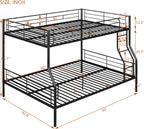 Full XL Over Queen Metal Bunk Bed,Heavy-Duty Metal Bunk Bed Fame with Ladder&Full-Length Guardrails,Convertible into 2 Individual Twin Beds for Kids,Teens,and Adults,Under-Bed Storage Space,Black