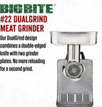 LEM Products BigBite Dual Grind #22 1.0 HP Stainless Steel Electric Meat Grinder Machine, Ideal for Heavy Use