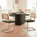 Green Rattan Dining Chairs Set of 4, Wooden Mid Century Modern Dining Room Chairs, Mesh Back Cane Kitchen Chair, Cesca Design Chairs with Metal Chrome Legs