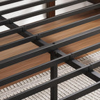 14in High Solid Bamboo Wood Platform Queen Size Bed Frame with Headboard, Reinforced Heavy Duty Metal Slats, Noise Free, No Box Spring Needed, Easy Assembly, Walnut