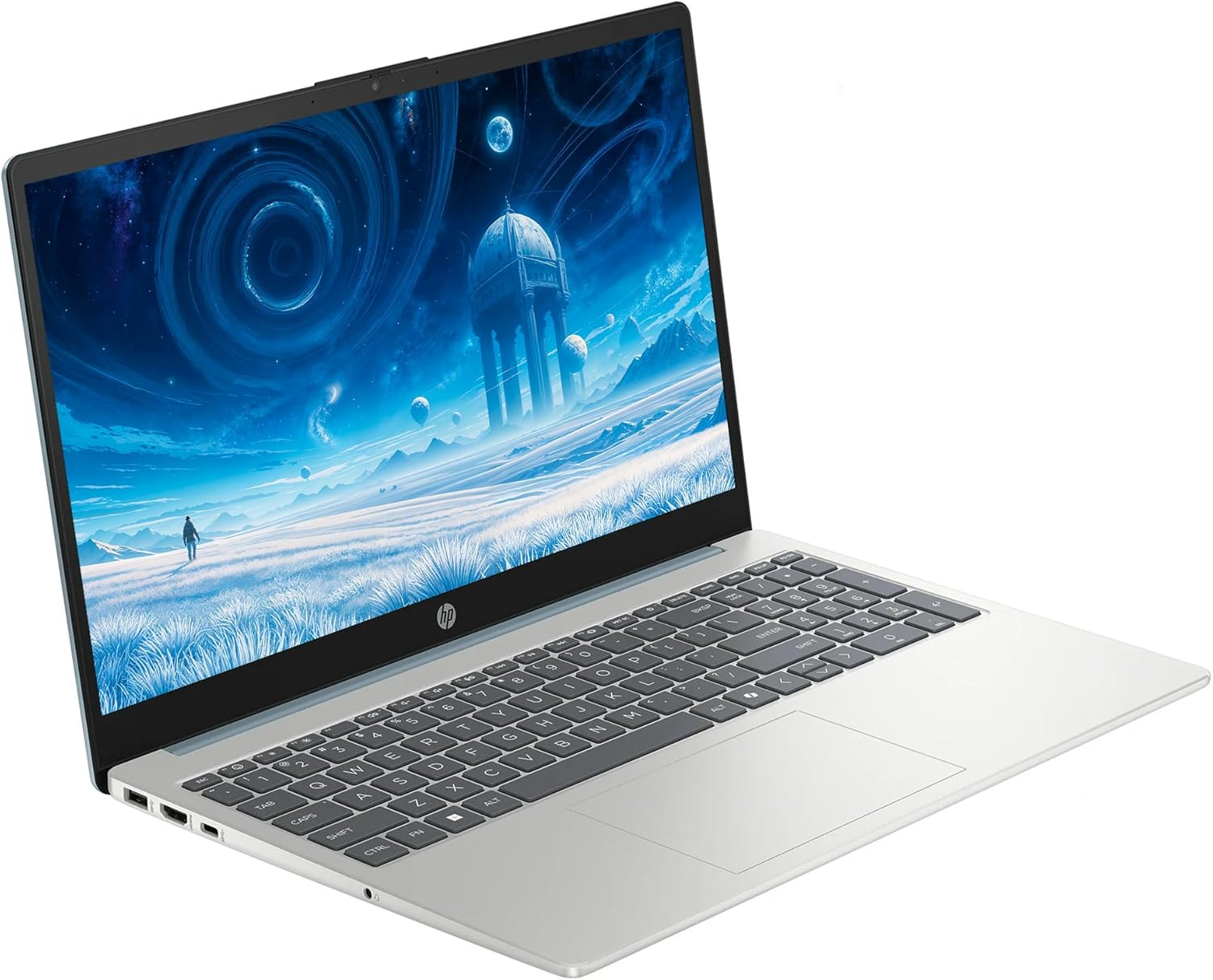 HP 15.6" FHD Touchscreen Laptop Computer  16GB RAM 512GB Storage (256GB SSD+256GB Docking Station Set)  8-Core Intel Core i3 Processor  Windows 11 with Copilot AI  SageNova Earphones  Moonlight Blue